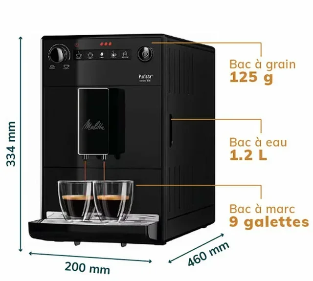 Macinacaffè Espresso MELITTA Purista® F230-002 Pure Black Exclusive