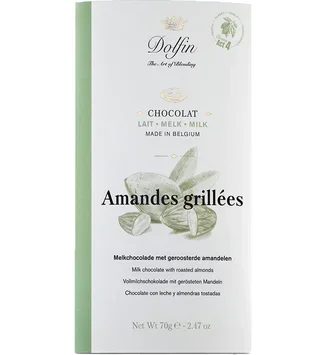 Milk Chocolate &amp; Roasted Almonds Bar - 70 g - DOLFIN