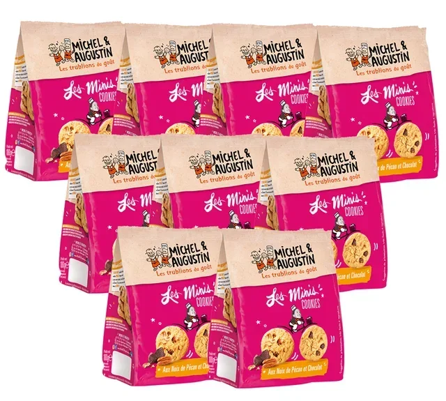 MICHEL &amp; AUGUSTIN paket mini keksa pekan-čokolada – 9 kesica x 100g