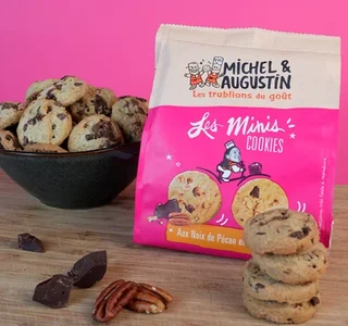 MICHEL &amp; AUGUSTIN paket mini keksa pekan-čokolada – 9 kesica x 100g