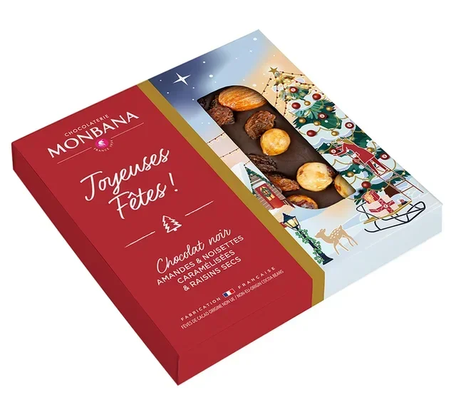 MONBANA Dark Chocolate Bar with Almonds, Caramelized Hazelnuts &amp; Raisins - 70 g