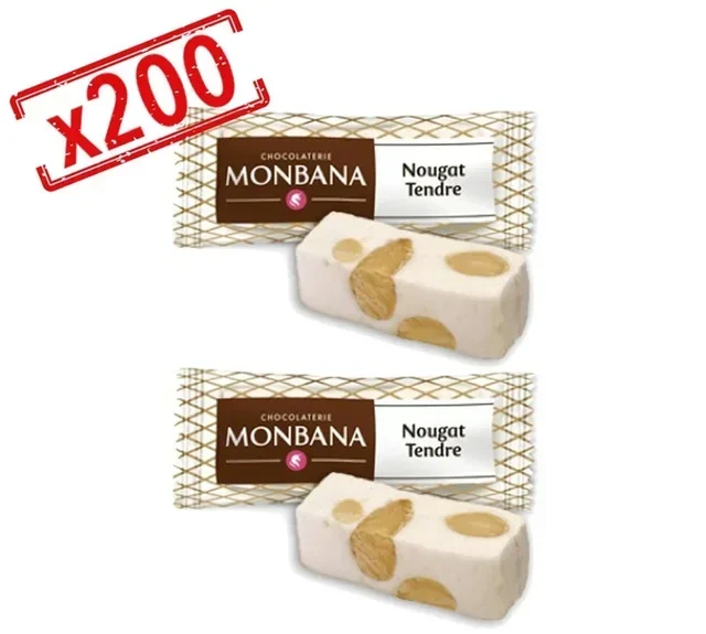 Mini Turrones Individuales MONBANA - 200 sobres (1 kg)