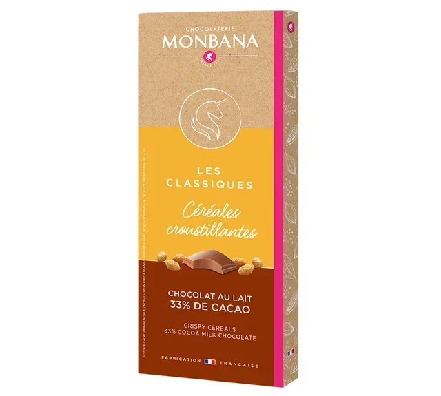 Monbana Milk Chocolate &amp; Crunchy Cereal Bar - 80 g