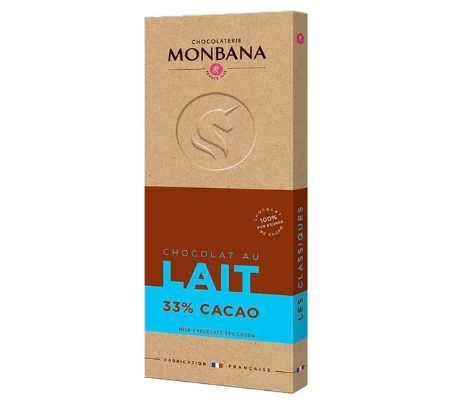 Monbana Milk Chocolate Bar 33% Cocoa - 80g