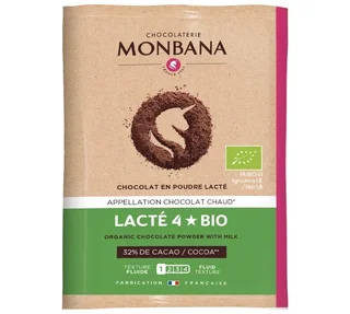 MONBANA Cacao in Polvere al Latte 4 Stelle Biologico - 100 bustine