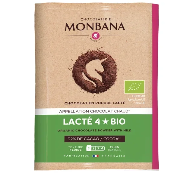 MONBANA Cacao in Polvere al Latte 4 Stelle Biologico - 100 bustine