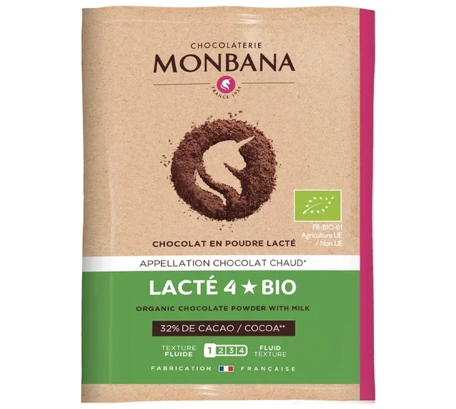 MONBANA Bio 4-Sterne Milchschokoladenpulver – 100 Beutel