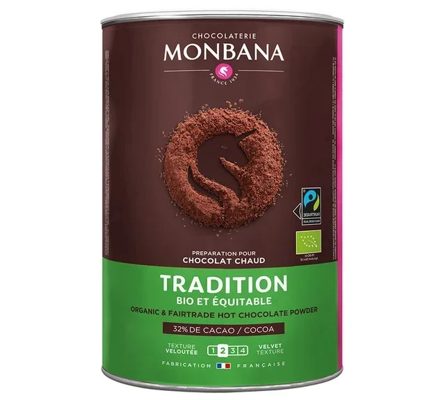 Ekologiskt &amp; Rättvisemärkt Varm Chokladpulver 32% Kakao - Lös Vikt 1 kg - MONBANA