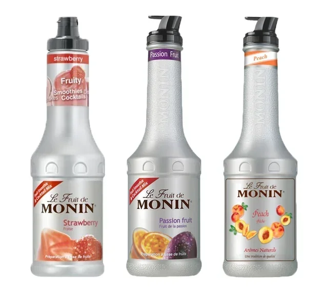 MONIN 3 Summer Fruit Purée Set - Strawberry, Passion Fruit &amp; Peach