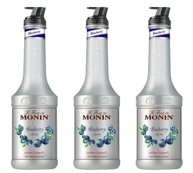 Tris Puree di Frutta Monin Mirtillo - 3 x 1L