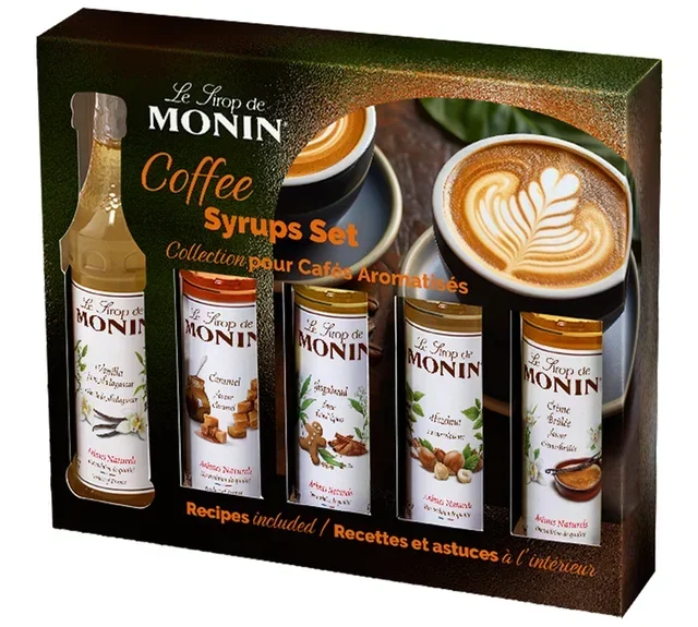 Monin сет сирупа – 5 боца по 50мл – Карамел, Ванила, Лешник
