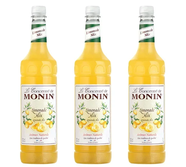 MONIN Lemonade Mix Concentrate Bundle - 3 x 1L Pack