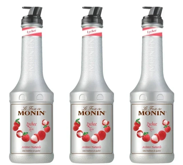 Tris di Puree di Frutta Monin - Litchi - 3 x 1L