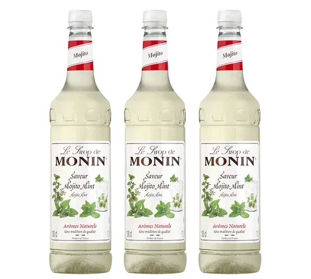 Jarabe MONIN Mojito Menta (sin alcohol) - Pack profesional 3 x 1L - Botella PET