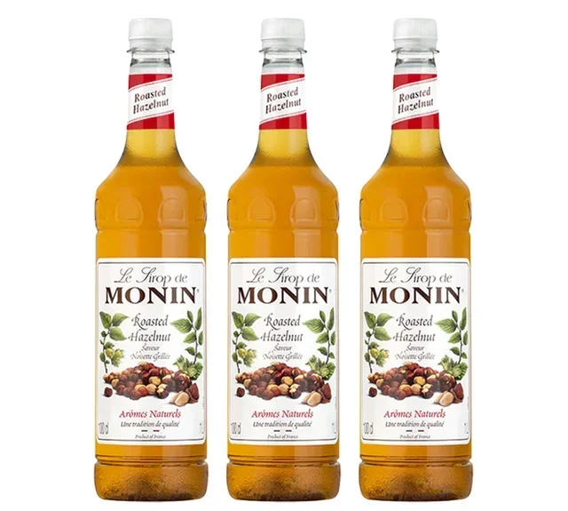 Jarabe MONIN Avellana Tostada - Pack 3 x 1L Botella PET Profesional