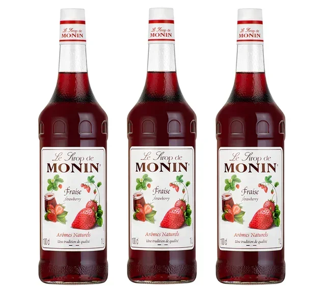 3er Set Monin Sirup Erdbeere – je 1 Liter