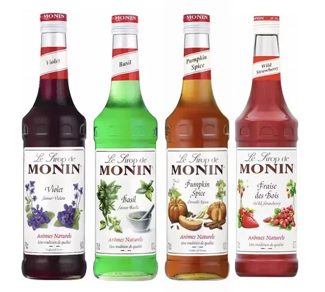 Monin Сируп Пакет 4x70cl: Босиљак, Шумска Јагода, Љубичица, Бундева Зачин