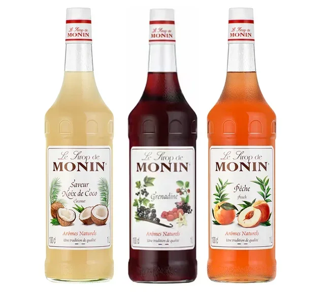 Monin Syrup Trio: Peach, Coconut &amp; Grenadine - 3 x 1 Litre