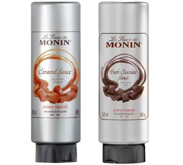 Monin paket 2 sosa – tamna čokolada i karamela, 500 ml