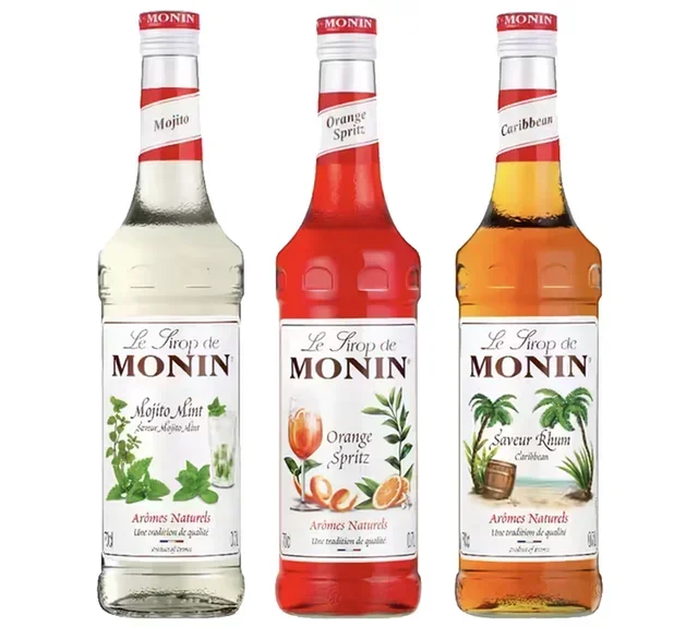 Monin – Три концентрована воћна сирупа – За безалкохолне коктеле – 3 x 70 цл.