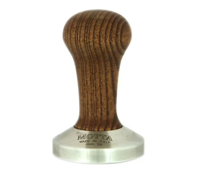 Тампер MOTTA 58 мм, извита стоманена основа и дръжка от тъмно дърво