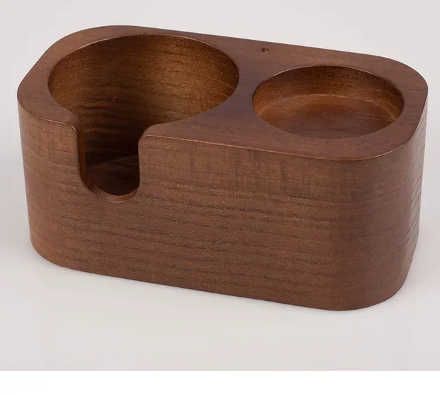 Station de tassage en bois Motta - 2 emplacements porte-filtre et tamper