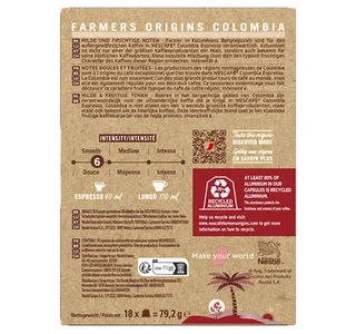 NESCAFE FARMERS ORIGINS Colombia - 18 Capsule in Alluminio per Nespresso* Original