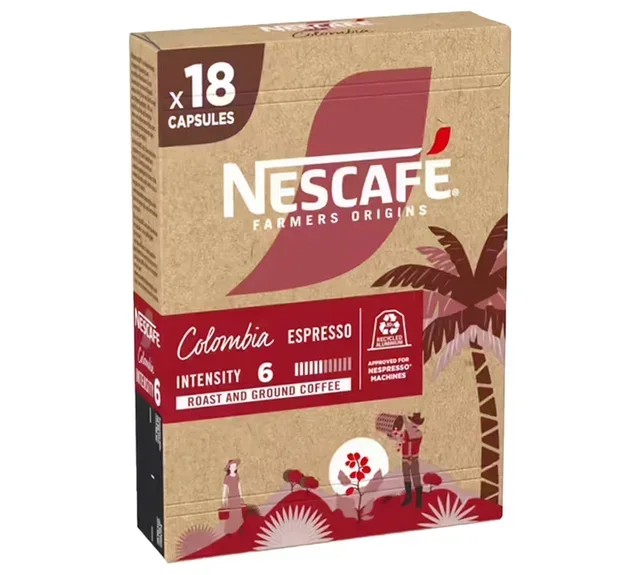 NESCAFE FARMERS ORIGINS Colombia - 18 Aluminum Capsules for Nespresso* Original