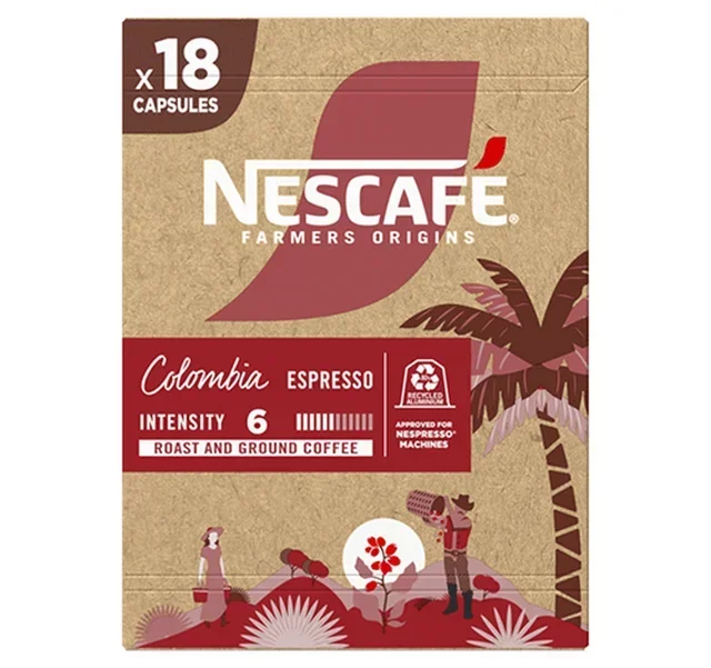 NESCAFE FARMERS ORIGINS Colombia - 18 Aluminum Capsules for Nespresso* Original