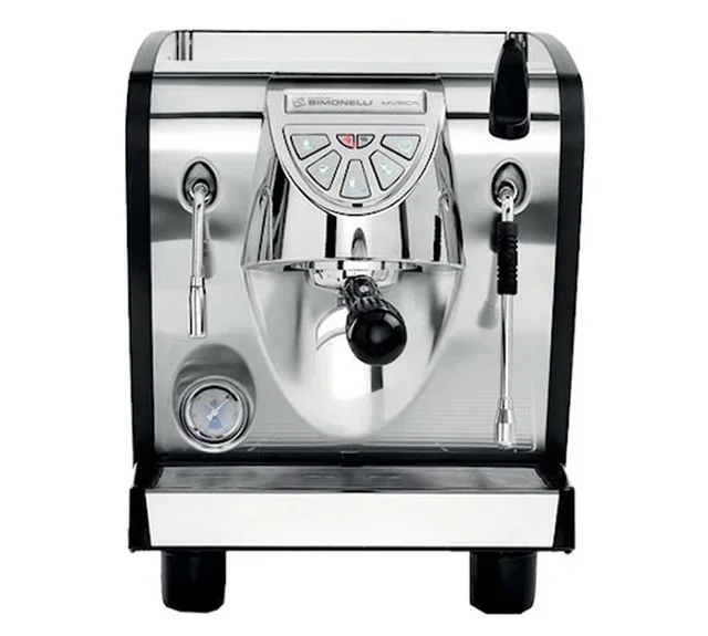 Máquina de café expresso NUOVA SIMONELLI Musica, cor preta, modelo MMUSICAVOL010004, para ligação à rede de água.