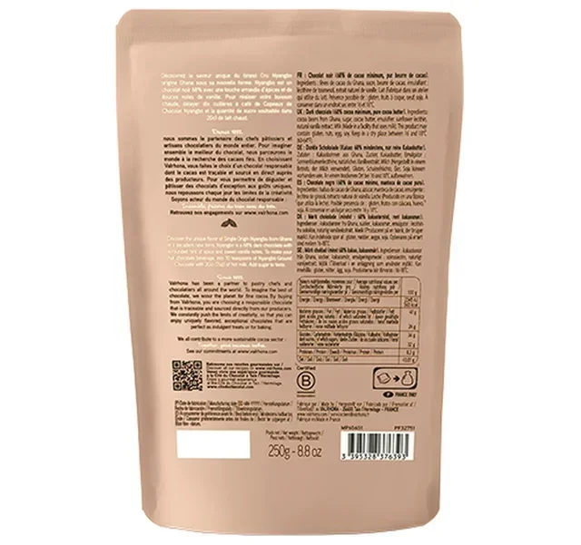 Nyangbo 68% Cocoa Hot Chocolate Shavings - Bulk 250g - VALRHONA