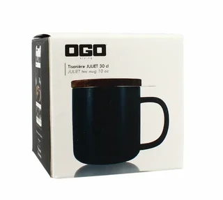 Tetera OGO Living 300ml Cerámica Azul Tapa Madera Acacia