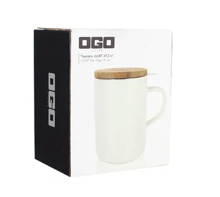 OGO Living - Teiera Gres 47,5 cl Bianca con Coperchio Acacia