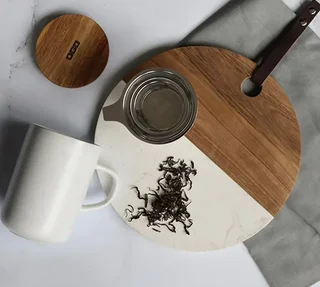 OGO Living - Teiera Gres 47,5 cl Bianca con Coperchio Acacia