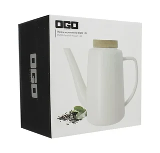OGO Living Enzo Teapot 1.2L - White Porcelain + Free Gift