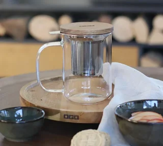 Teiera in Vetro OGO Living 45cl - Parete Singola &amp; Bambù