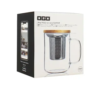 Teiera in Vetro OGO Living 45cl - Parete Singola &amp; Bambù