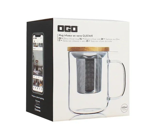 Teiera in Vetro OGO Living 45cl - Parete Singola &amp; Bambù