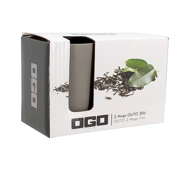 OGO Living Grey Stoneware Thermal Mugs - Set of 2 (20cl)