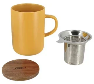 Teiera OGO Living 47,5 cl Gres Giallo - Coperchio Legno Acacia