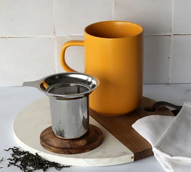 Teiera OGO Living 47,5 cl Gres Giallo - Coperchio Legno Acacia