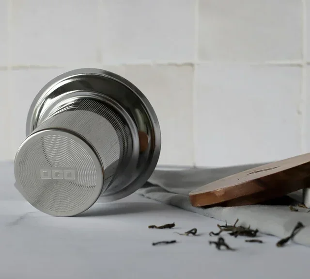 OGO Living Tea Infuser - Stainless Steel with Acacia Wood Lid