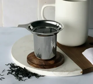 OGO Living Tea Infuser - Stainless Steel with Acacia Wood Lid