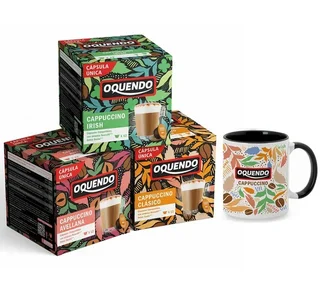 OQUENDO Cappuccino Gift Set: 42 cl Ceramic Mug with 36 Dolce Gusto Pods
