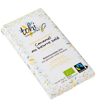 Melkesjokoladeplate med 38 % kakao, karamell med saltet smør, økologisk – 70 g – TOHI.