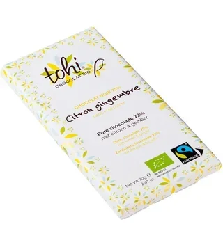 TOHI økologisk mørk sjokolade 74% kakao, sitron og ingefær – 70 g