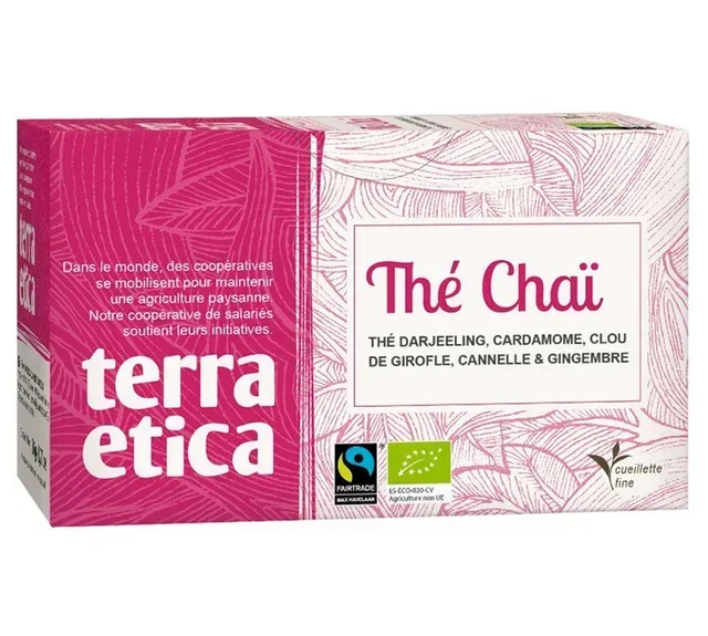 Bio- und Fairtrade-Schwarzer Chai-Tee – 20 Teebeutel – Terra Etica
