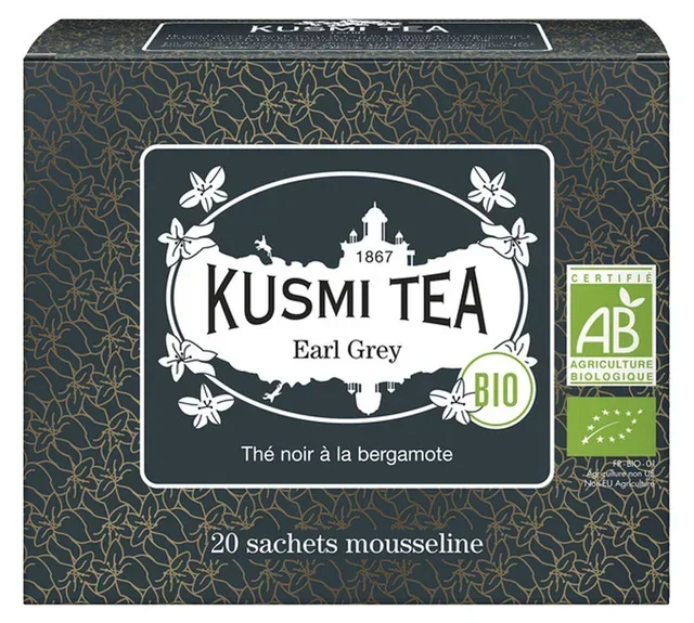 Organic &amp; Fair Trade Earl Grey - 20 Tea Bags - KUSMI TEA