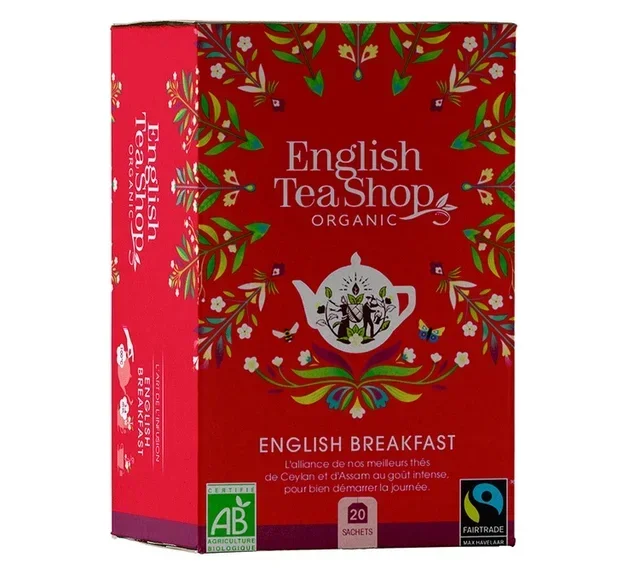English Breakfast svart te, økologisk og rettferdig handel – 20 teposer – ENGLISH TEA SHOP