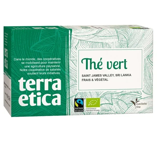 Bio-Grüntee aus Sri Lanka, Fairtrade – 20 Teebeutel – Terra Etica